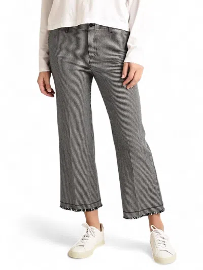 Atm Anthony Thomas Melillo Railroad Stripe Frayed Hem Pant In Indigo White Stripe In Multi