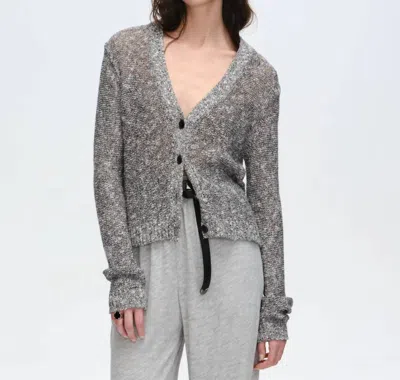 ATM ANTHONY THOMAS MELILLO RIB DETAIL CARDIGAN IN BLACK MARBLE