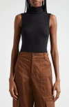 Atm Anthony Thomas Melillo Rib Sleeveless Turtleneck Top In Black