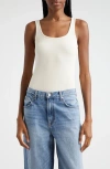 Atm Anthony Thomas Melillo Modal Rib Square-neck Bodysuit In Irish Cream