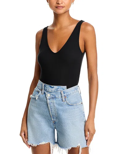 Atm Anthony Thomas Melillo V-neck Rib Tank In Black