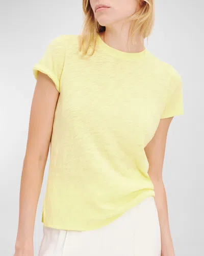 Atm Anthony Thomas Melillo Schoolboy Cotton Crewneck Tee In Lemon Chiffon