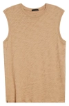 Atm Anthony Thomas Melillo Women's Sleeveless Schoolboy T-shirt In Camel