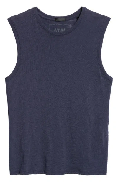 Atm Anthony Thomas Melillo Schoolboy Cotton Slub Jersey Sleeveless T-shirt In Blue