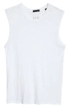 Atm Anthony Thomas Melillo Schoolboy Cotton Slub Jersey Sleeveless T-shirt In White