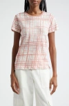 Atm Anthony Thomas Melillo Schoolboy Crosshatch Slub Jersey Crewneck T-shirt In Faded Rosewood / Chalk