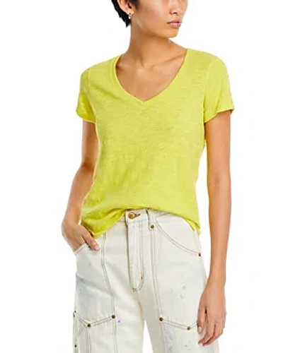 Atm Anthony Thomas Melillo Schoolboy V Neck Tee In Chartreuse