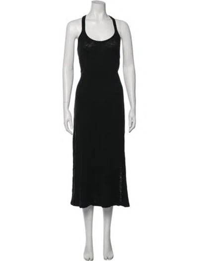 Pre-owned Atm Anthony Thomas Melillo Scoop Neck Midi Length Dress In Black