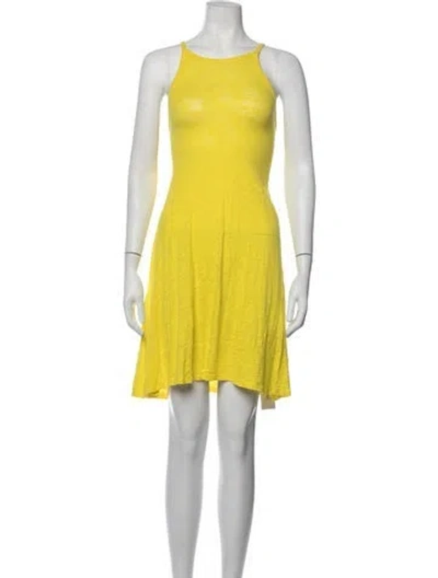 Pre-owned Atm Anthony Thomas Melillo Scoop Neck Mini Dress In Yellow