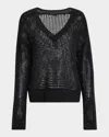 Atm Anthony Thomas Melillo Sequined Wool-blend Net Stitch Sweater In Black