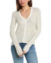 Atm Anthony Thomas Melillo Modal Rib Stripe Long-sleeve Cardigan Top In Grey