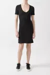 ATM ANTHONY THOMAS MELILLO SHORT SLEEVE V-NECK SIDE RUCHED DRESS IN BLACK