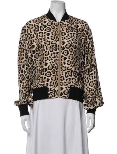 Pre-owned Atm Anthony Thomas Melillo Silk Animal Print Bomber Jacket In Black/neutrals