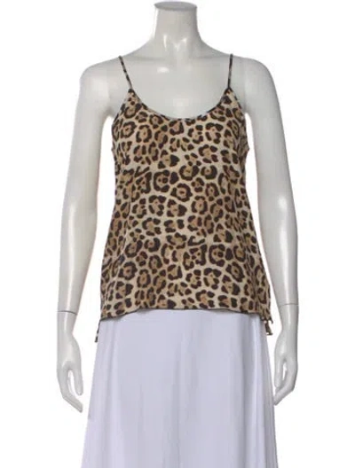 Pre-owned Atm Anthony Thomas Melillo Silk Animal Print Top In Brown
