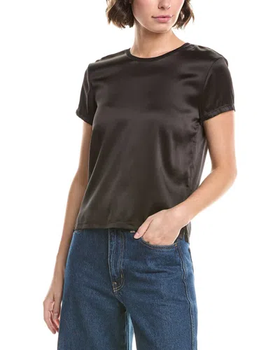 Atm Anthony Thomas Melillo Silk Charmeuse Crew Neck Tee In Black