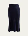 Atm Anthony Thomas Melillo Silk Charmeuse Bias Slit Midi Skirt In Ink