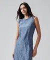 Atm Anthony Thomas Melillo Women's Silk Sleeveless Muscle T-shirt In Naval Blue Combo