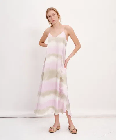 Atm Anthony Thomas Melillo Watercolor Stripe Silk Charmeuse Sleeveless Maxi Dress