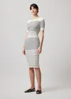 Atm Anthony Thomas Melillo Silk And Cotton Mixed Stripe Midi Skirt In Chalk-ink