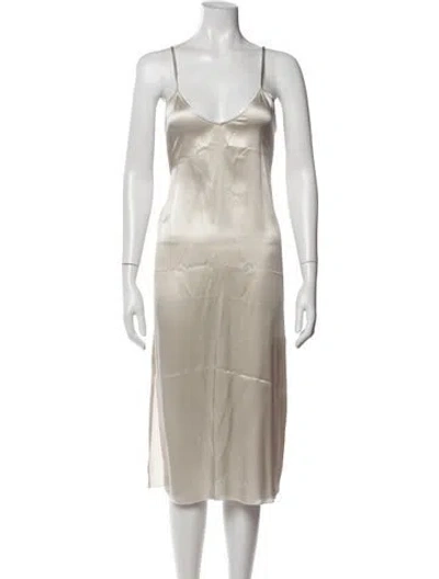 Pre-owned Atm Anthony Thomas Melillo Silk Midi Length Dress W/ Tags In Neutrals