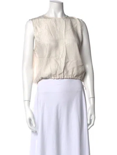 Pre-owned Atm Anthony Thomas Melillo Silk Striped Top In Neutrals