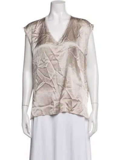 Pre-owned Atm Anthony Thomas Melillo Silk V-neck Top In White