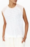 Atm Anthony Thomas Melillo Slub Cotton Jersey Sleeveless Baseball T-shirt In White/oyster Pink