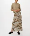 Atm Anthony Thomas Melillo Slub Jersey Camo Seamed Skirt In Faded Army-multi