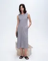 Atm Anthony Thomas Melillo Slub Jersey Chroma Wash Sleeveless Crew Neck Midi Dress In Shark