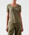 Atm Anthony Thomas Melillo Slub Jersey Classic V-neck Tee In Army In Green