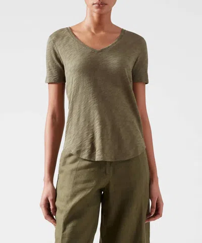 Atm Anthony Thomas Melillo Slub Jersey Classic V-neck Tee In Army In Green