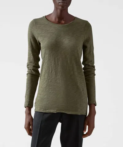 Atm Anthony Thomas Melillo Slub Jersey Long Sleeve Destroyed Wash Tee In Army In Green
