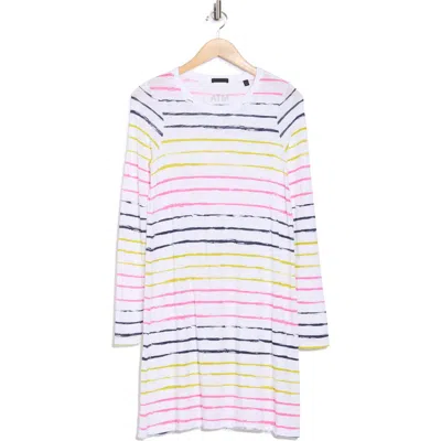 Atm Anthony Thomas Melillo Slub Jersey Long Sleeve Dress In Multi