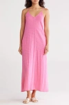 Atm Anthony Thomas Melillo Slub Jersey Maxi Slipdress In Pink