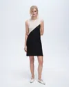 Atm Anthony Thomas Melillo Slub Jersey Sleeveless A-line Dress Colorblock In Soft Beige-black