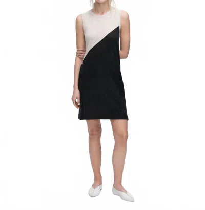 Atm Anthony Thomas Melillo Slub Jersey Sleeveless A-line Dress In Soft Beige/black
