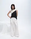 Atm Anthony Thomas Melillo Slub Jersey Sleeveless Schoolboy Colorblock In Soft Beige-black