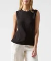 Atm Anthony Thomas Melillo Slub Jersey Sleeveless Schoolboy Tee In Black In Black