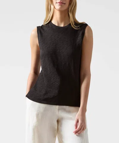 Atm Anthony Thomas Melillo Slub Jersey Sleeveless Schoolboy Tee In Black