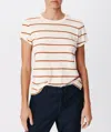 Atm Anthony Thomas Melillo Slub Jersey Stripe Schoolboy Short Sleeve Crew Neck Tee In Irish Cream-cornelian Stone