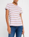 Atm Anthony Thomas Melillo Slub Jersey Stripe Schoolboy Short-sleeve Tee In Skyflower/cornelian Stone