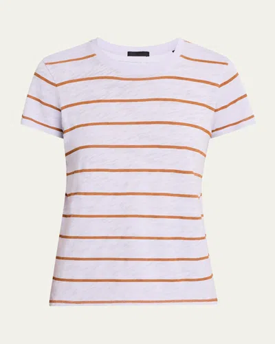 Atm Anthony Thomas Melillo Slub Jersey Stripe Schoolboy Short Sleeve Crew Neck Tee In Irish Cream-cornelian Stone