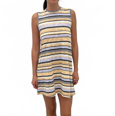 ATM ANTHONY THOMAS MELILLO SLUB JERSEY STRIPE SLEEVELESS MUSCLE DRESS IN BURLAP/ MULTI