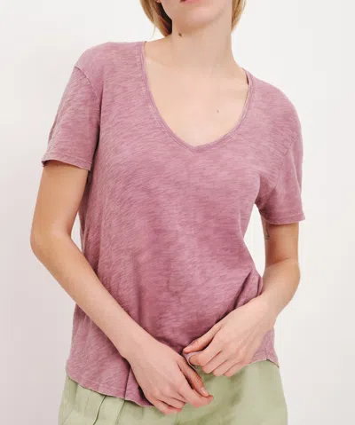 Atm Anthony Thomas Melillo Slub Jersey With Chroma Wash Short Sleeve Boyfriend V-neck Tee In Wisty Mauve