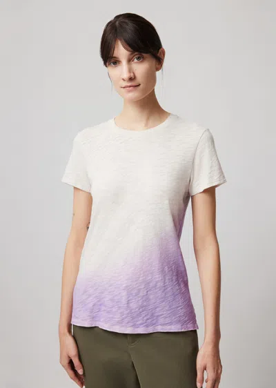 Atm Anthony Thomas Melillo Slub Jersey With Dip Dye Schoolboy Short Sleeve Crew Neck Tee In Tan Multi