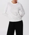 Atm Anthony Thomas Melillo Slub Jersey With Foil Long Sleeve Crop Tee In White-gold
