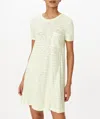 Atm Anthony Thomas Melillo Slub Jersey With Stripe Short Sleeve A-line Dress In Mint Tint-white