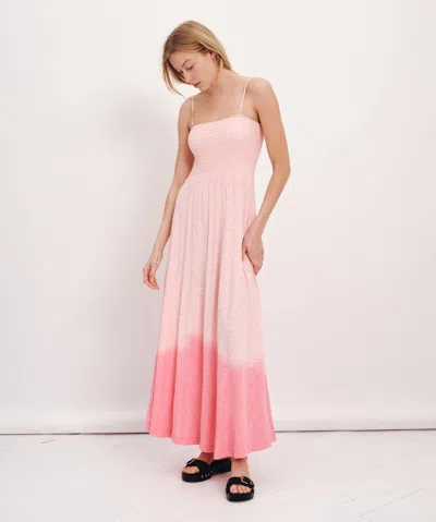 Atm Anthony Thomas Melillo Tonal Drop Slub Jersey Smocked Maxi Dress In Cherry Blossom Combo