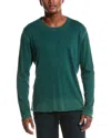 Atm Anthony Thomas Melillo Slub Long Sleeve Jersey Tee With Faded Trim In Green