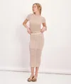 Atm Anthony Thomas Melillo Spacedyed Cotton Linen Midi Pencil Skirt In Morning Mist Multi